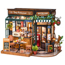 Produktfoto der Robotime Tipsy Restaurant, gemütliches Miniatur-Restaurant im altmodischen Stil