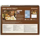 Rückseite der Verpackung der Robotime Tree House Tale, 1.000-teiliges Puzzle mit dem düsteren Interieur eines Baumhauses voller Bücher und Dekorationen