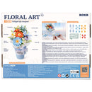 Rückseite der Verpackung der Robotime Twilight Sky Bouquet, Bausatz für einen Strauß Kunststoffblumen in einer blauen Vase