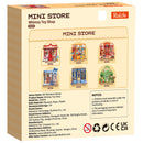 Rückseite der Verpackung der Robotime Whimsy Toy Shop, Bausatz für ein Miniaturhaus eines Spielzeugladens mit altmodischem Spielzeug