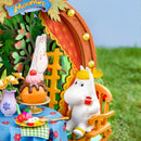 Snorkmaiden genießt einen Getränk an einem gedeckten Tisch bei der Rolife Snorkmaiden's Garden Party